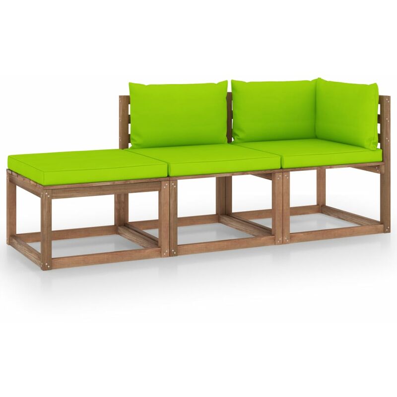 

Muebles de palets jardín 3 pzas cojines madera pino impregnado