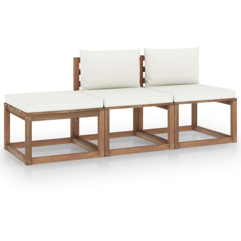 

Muebles de palets jardín 3 pzas cojines madera pino impregnado