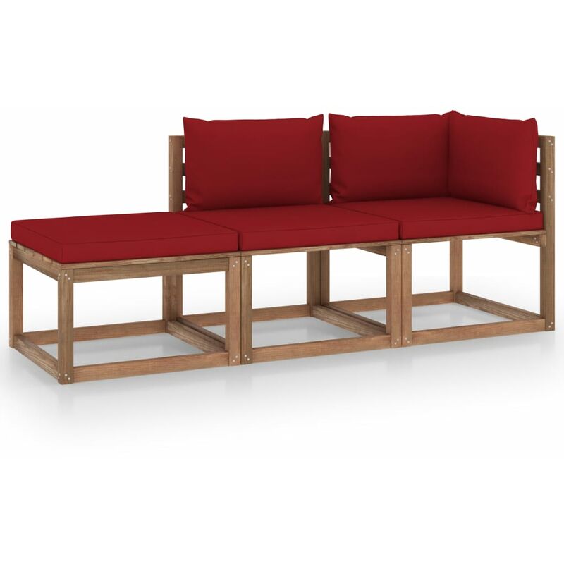

Muebles de palets jardín 3 pzas cojines madera pino impregnado