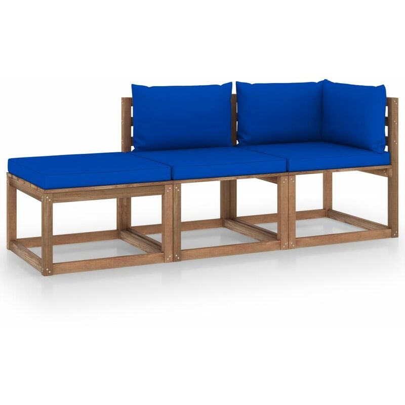 

Muebles de palets jardín 3 pzas cojines madera pino impregnado