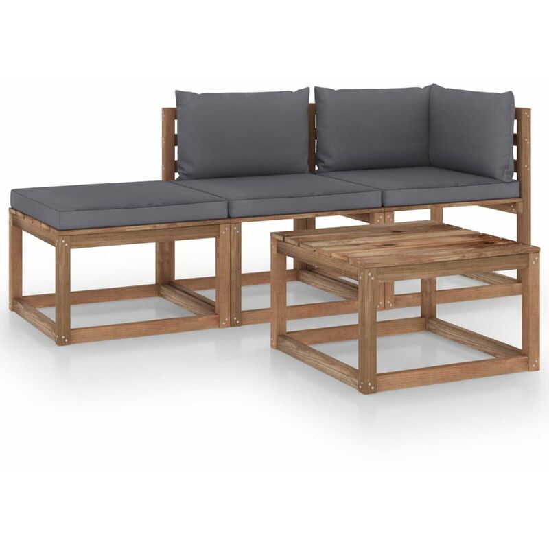 

Muebles de palets jardin 4 pzas cojines madera pino impregnado