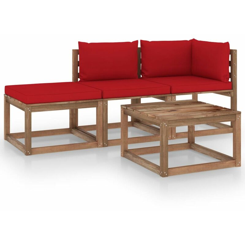 

Muebles de palets jardin 4 pzas cojines madera pino impregnado
