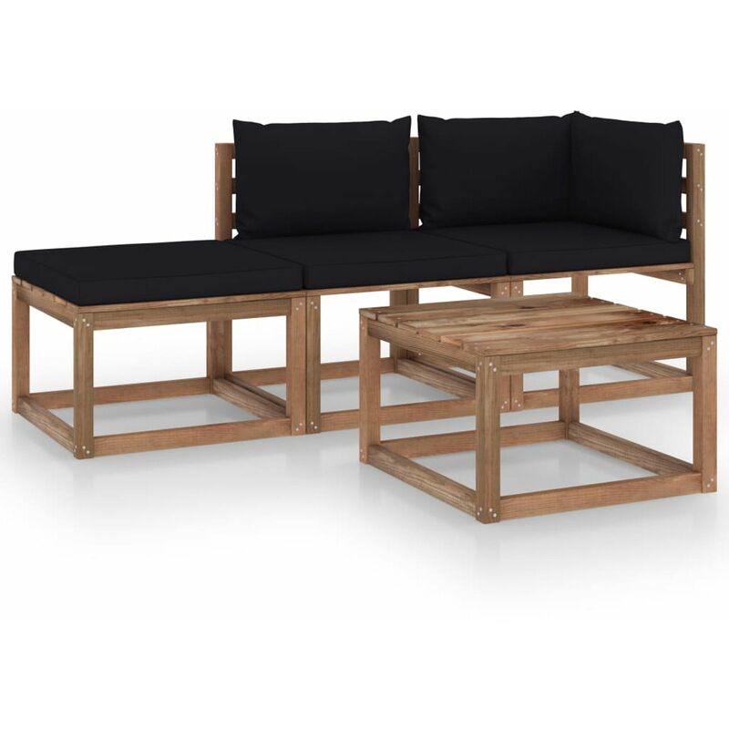 

Happyshopping - Muebles de palets jardin 4 pzas cojines madera pino impregnado