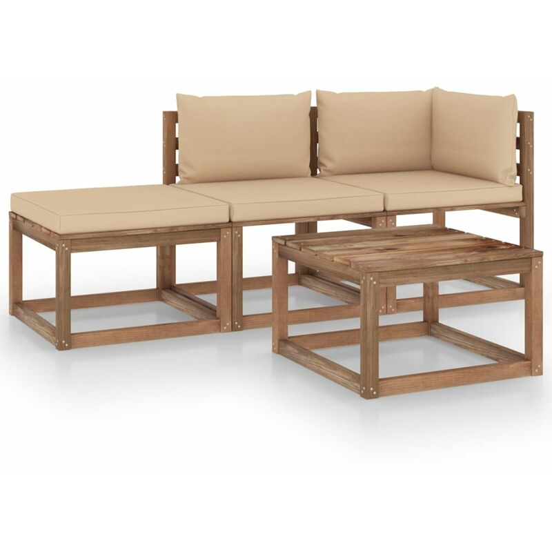 

Muebles de palets jardin 4 pzas cojines madera pino impregnado