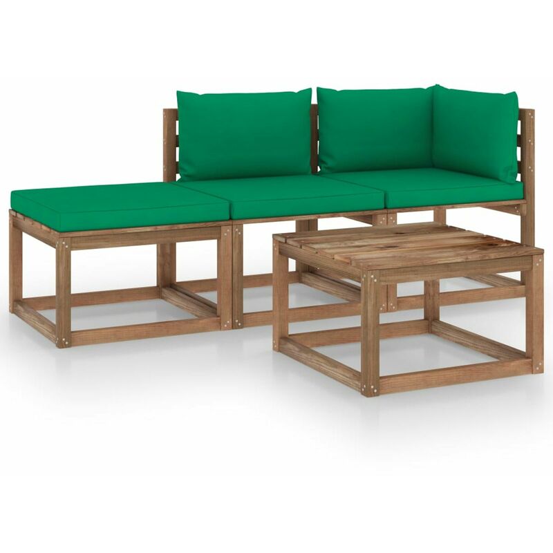 

Muebles de palets jardin 4 pzas cojines madera pino impregnado
