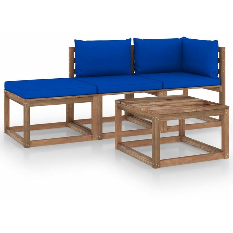 

Muebles de palets jardin 4 pzas cojines madera pino impregnado