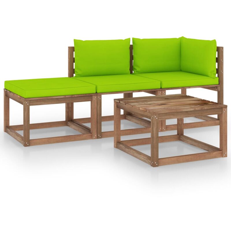

Muebles de palets jardín 4 pzas cojines madera pino impregnado