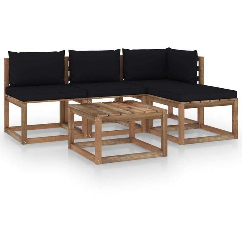 

Muebles de palets jardin 5 pzas cojines madera pino impregnado