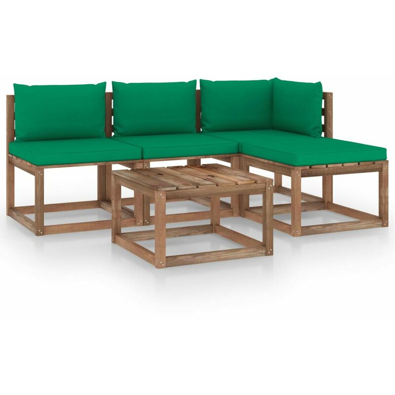 

Happyshopping - Muebles de palets jardin 5 pzas cojines madera pino impregnado