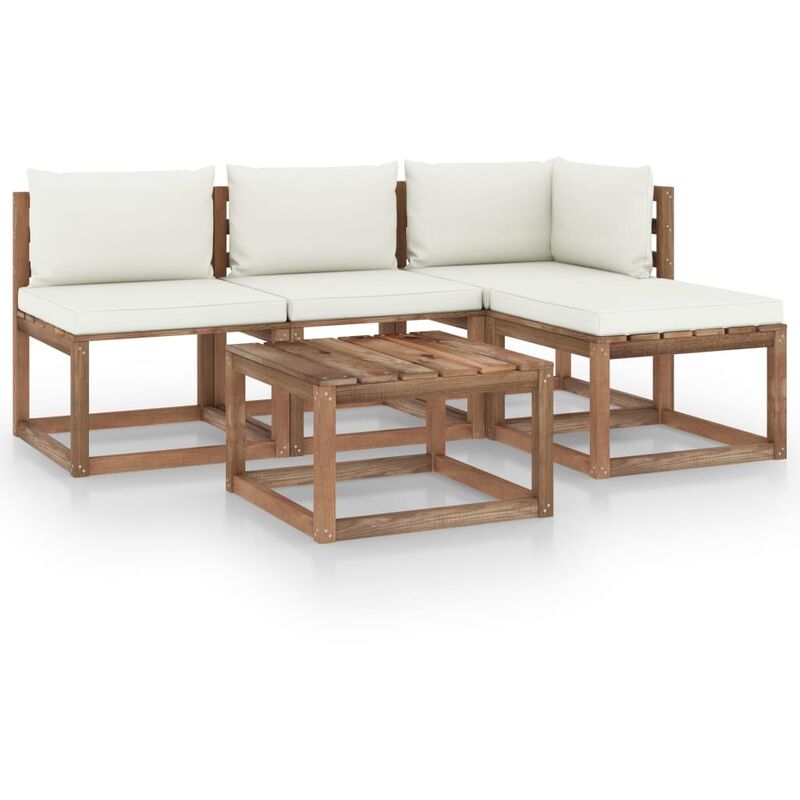 

Muebles de palets jardín 5 pzas cojines madera pino impregnado
