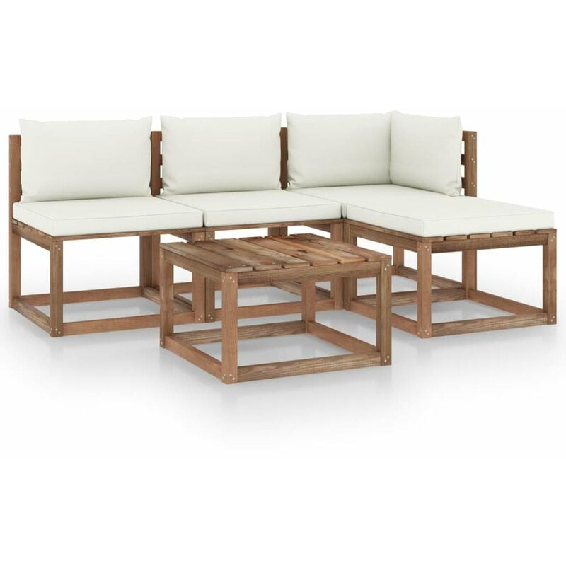 

Muebles de palets jardin 5 pzas cojines madera pino impregnado