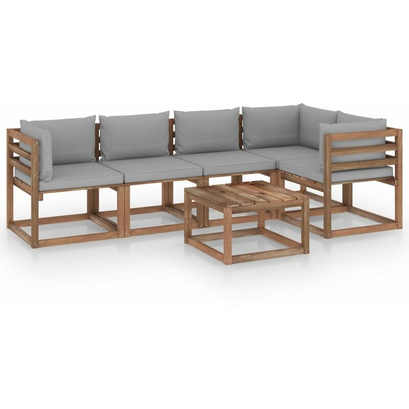 

Muebles de palets jardin 6 pzas cojines madera pino impregnada