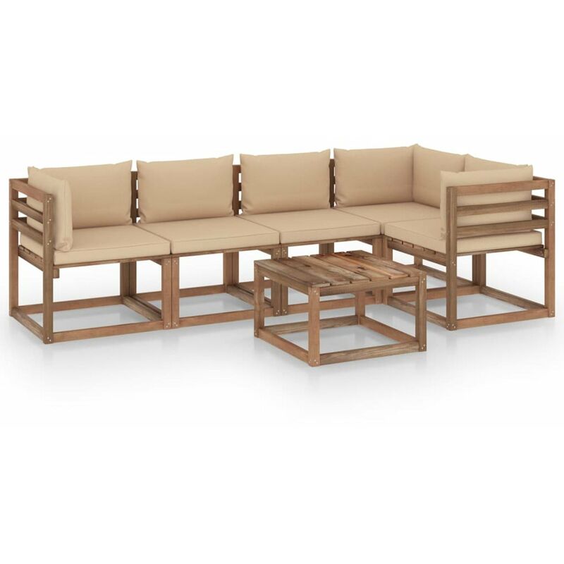 

Muebles de palets jardin 6 pzas cojines madera pino impregnada