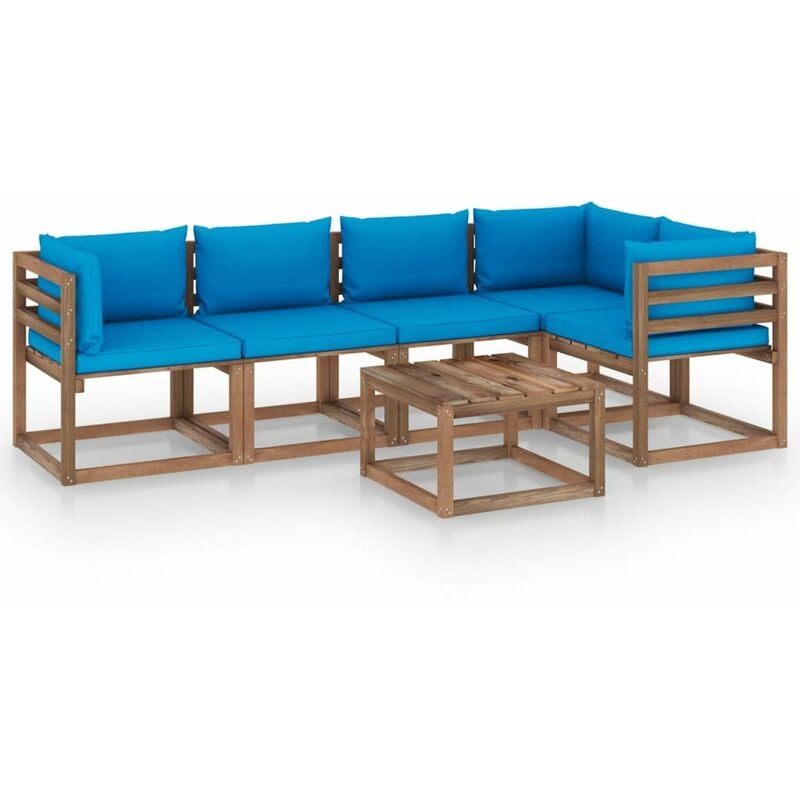 

Muebles de palets jardin 6 pzas cojines madera pino impregnada
