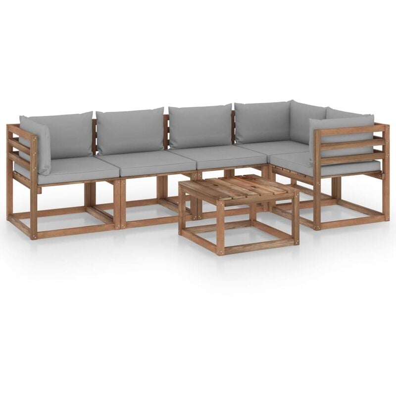 

Muebles de palets jardín 6 pzas cojines madera pino impregnada