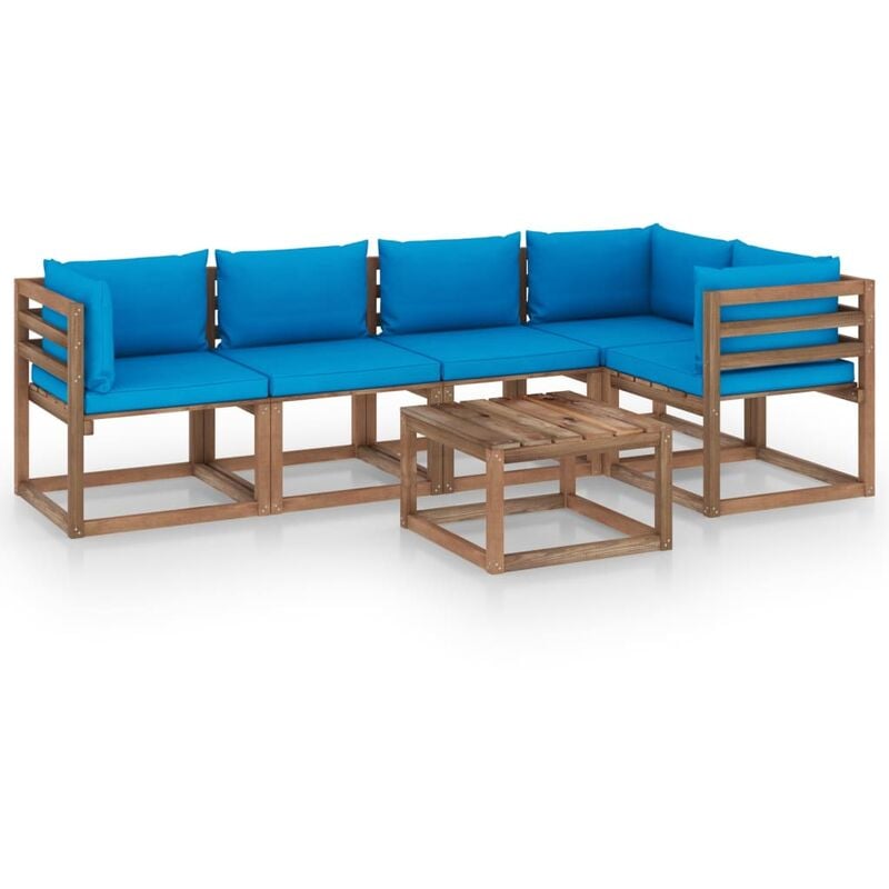 

Muebles de palets jardín 6 pzas cojines madera pino impregnada