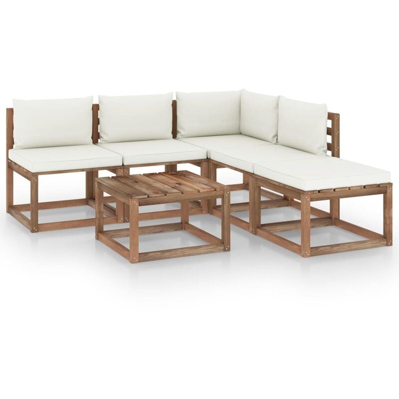 

Muebles de palets jardín 6 pzas cojines madera pino impregnado