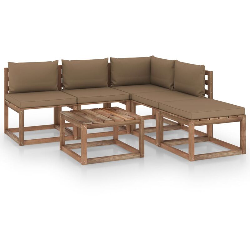 

Muebles de palets jardín 6 pzas cojines madera pino impregnado