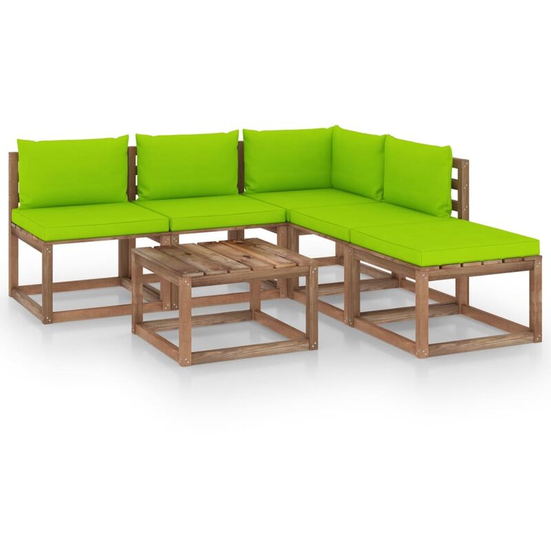 

Muebles de palets jardín 6 pzas cojines madera pino impregnado