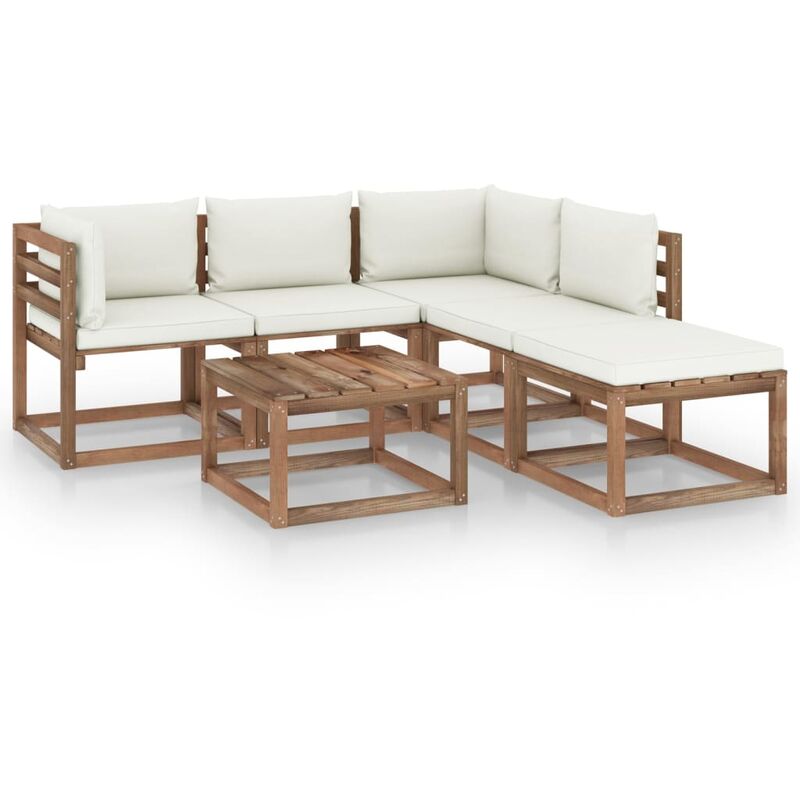 

Muebles de palets jardín 6 pzas cojines madera pino impregnado