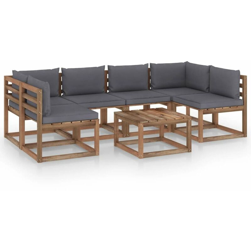 

Muebles de palets jardin 7 pzas cojines madera pino impregnada