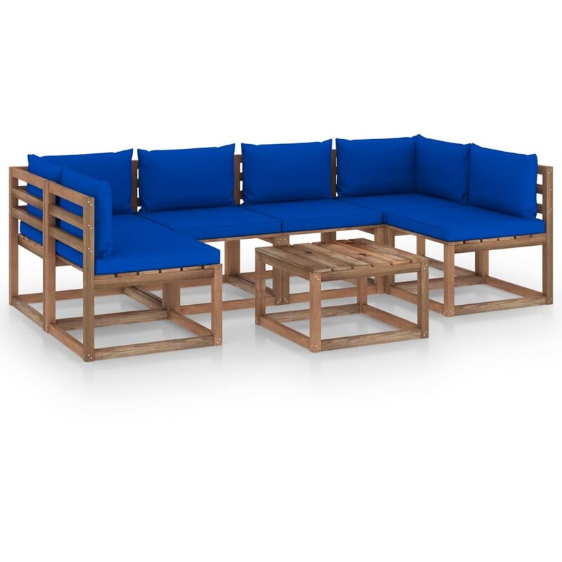 

Muebles de palets jardín 7 pzas cojines madera pino impregnada
