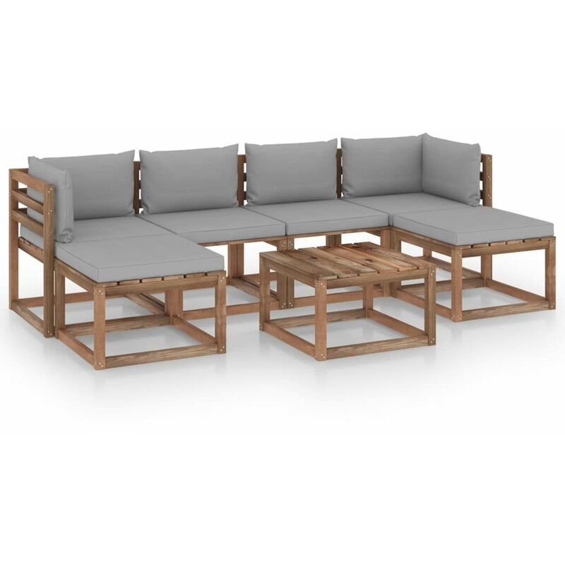 

Muebles de palets jardin 7 pzas cojines madera pino impregnado