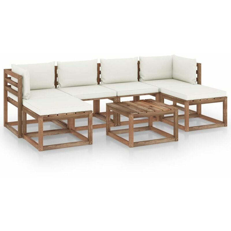 

Muebles de palets jardin 7 pzas cojines madera pino impregnado
