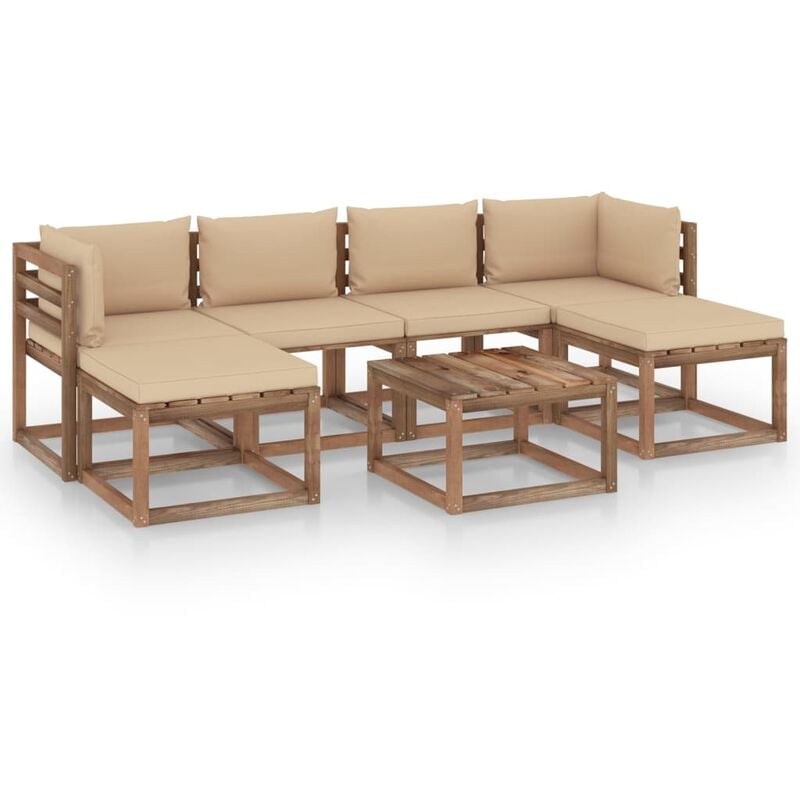 

Muebles de palets jardín 7 pzas cojines madera pino impregnado