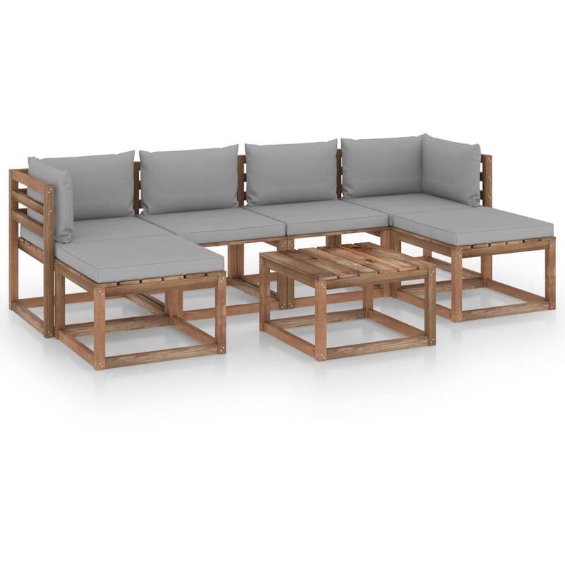 

Muebles de palets jardín 7 pzas cojines madera pino impregnado