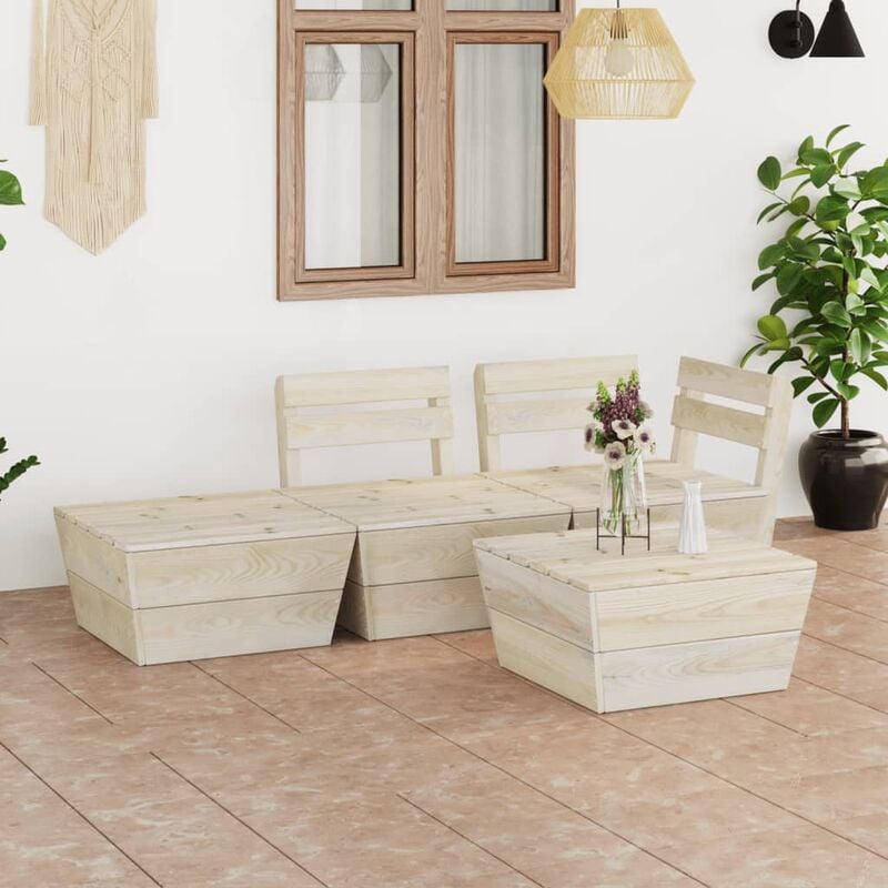 

Muebles de palets para jardín 4 pzas madera de abeto impregnada