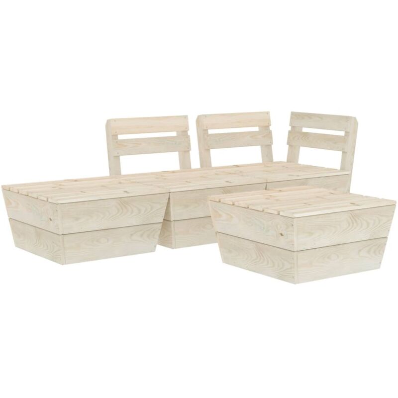 

vidaXL Muebles de palets para jardín 4 pzas madera de abeto impregnada - Beige