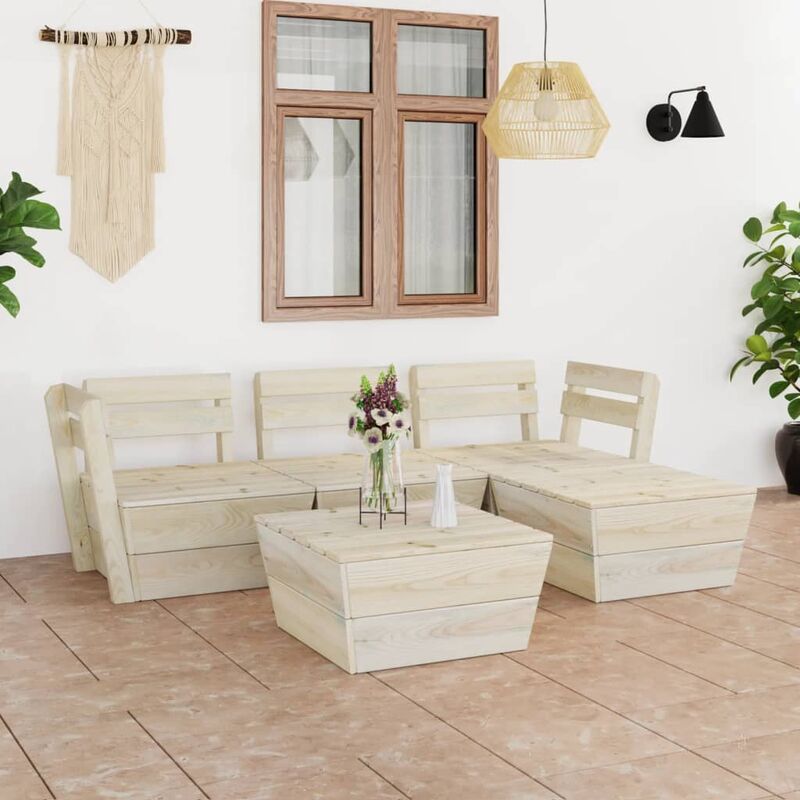 

Muebles de palets para jardín 5 pzas madera de abeto impregnada