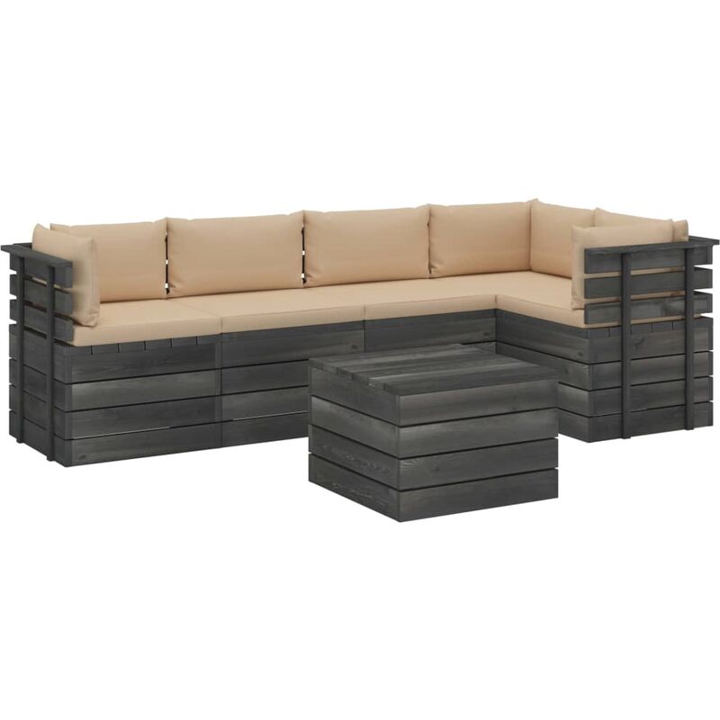 

Muebles de palets para jardín 6 pzas cojines madera maciza pino