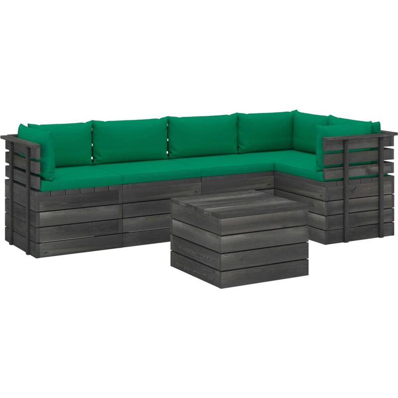 

Muebles de palets para jardín 6 pzas cojines madera maciza pino