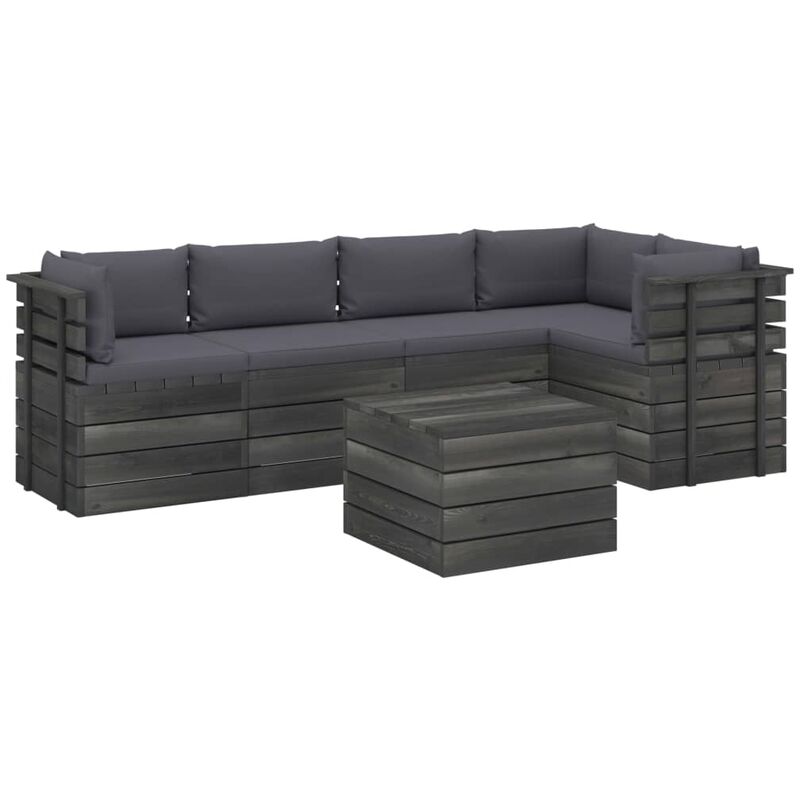

Muebles de palets para jardín 6 pzas cojines madera maciza pino
