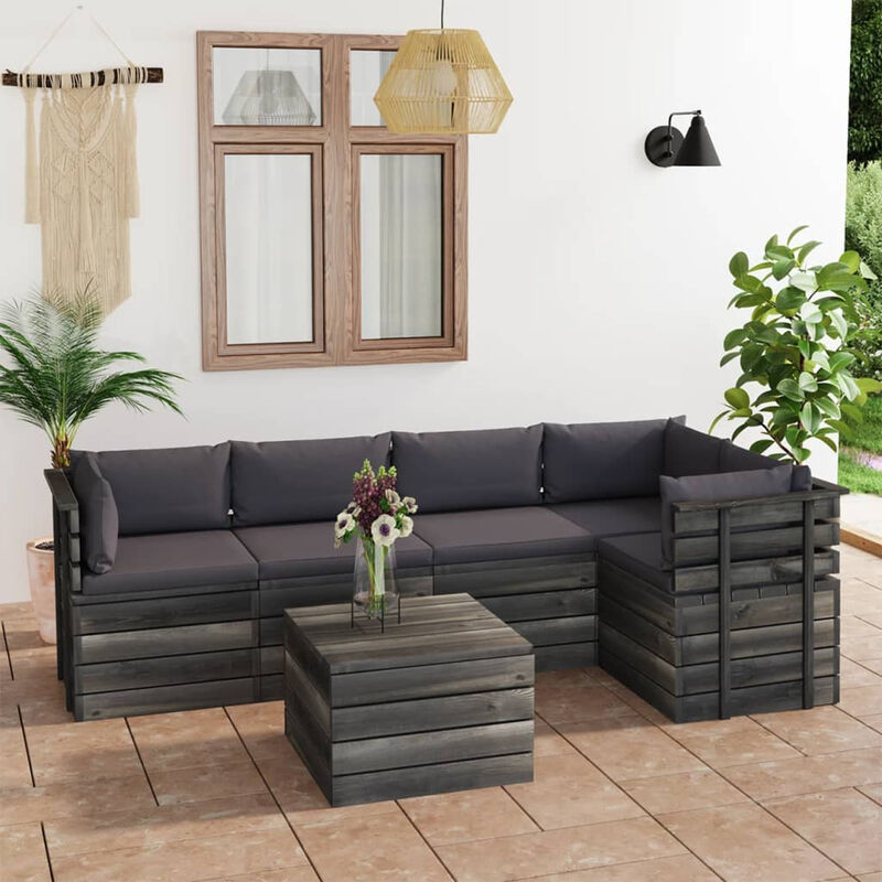 

Muebles de palets para jardin 6 pzas cojines madera maciza pino