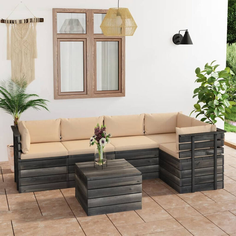 

Muebles de palets para jardin 6 pzas cojines madera maciza pino