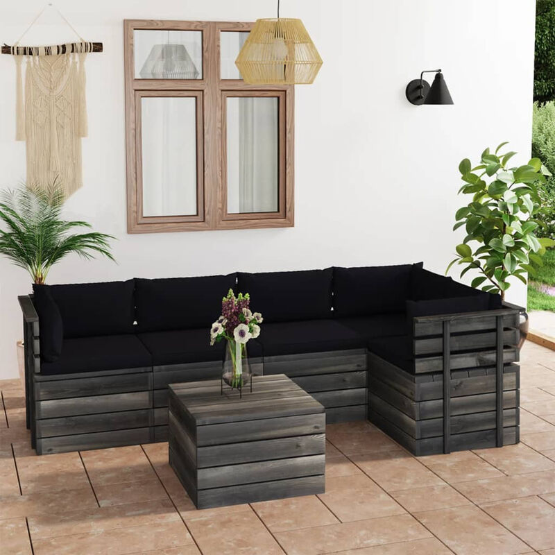 

Muebles de palets para jardin 6 pzas cojines madera maciza pino