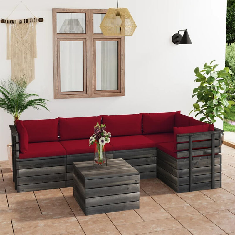 

Muebles de palets para jardin 6 pzas cojines madera maciza pino