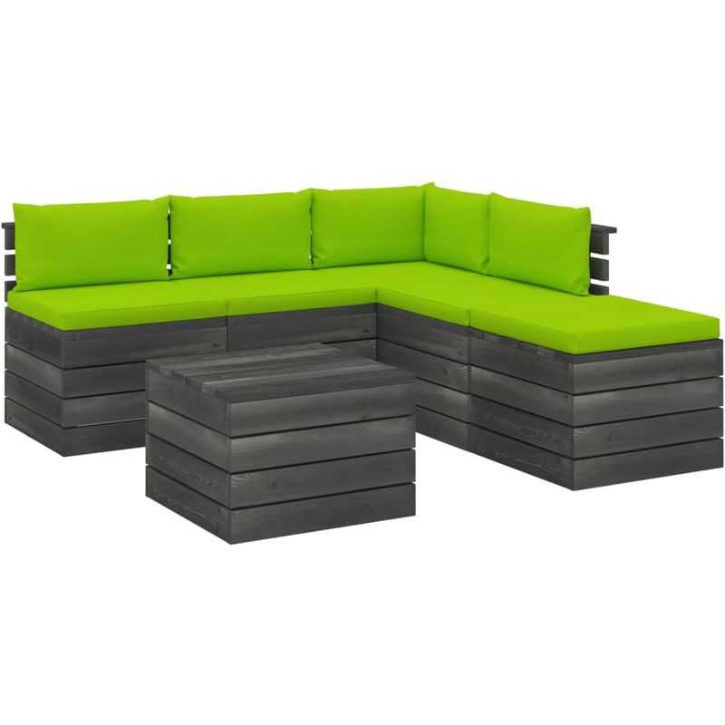 

Muebles de palets para jardín 6 pzas con cojines madera de pino