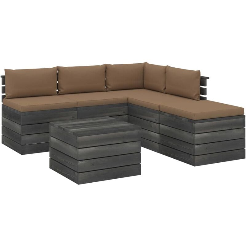 

Muebles de palets para jardín 6 pzas con cojines madera de pino