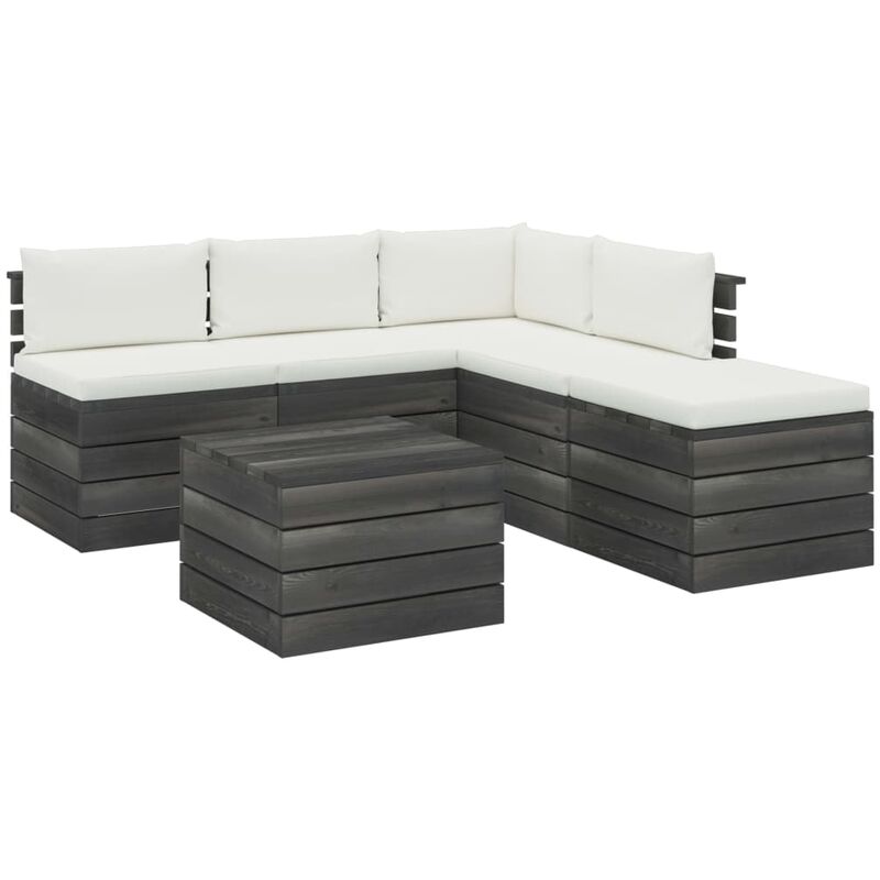 

Muebles de palets para jardín 6 pzas con cojines madera de pino