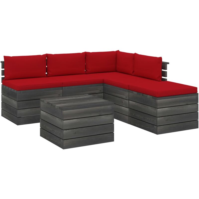 

Muebles de palets para jardín 6 pzas con cojines madera de pino