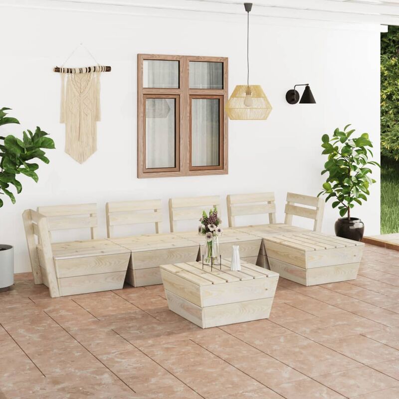 

Muebles de palets para jardín 6 pzas madera de abeto impregnada
