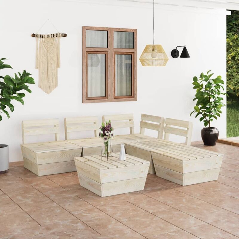 

Muebles de palets para jardín 6 pzas madera de abeto impregnada