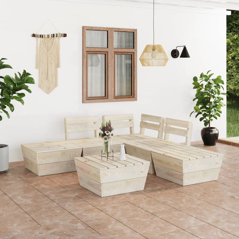 

Muebles de paléts para jardín 6 pzas madera de abeto impregnada