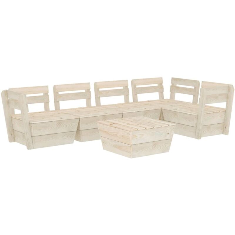 

vidaXL Muebles de palets para jardín 6 pzas madera de abeto impregnada - Beige