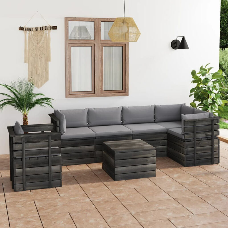 

Muebles de palets para jardin 7 pzas cojines madera maciza pino