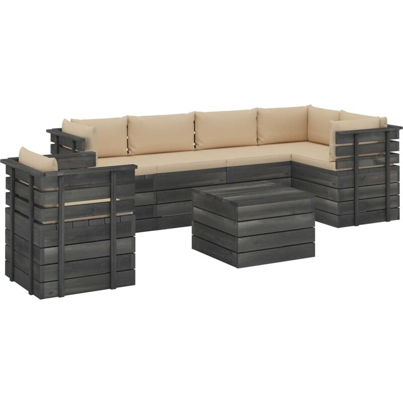 

Muebles de palets para jardín 7 pzas cojines madera maciza pino